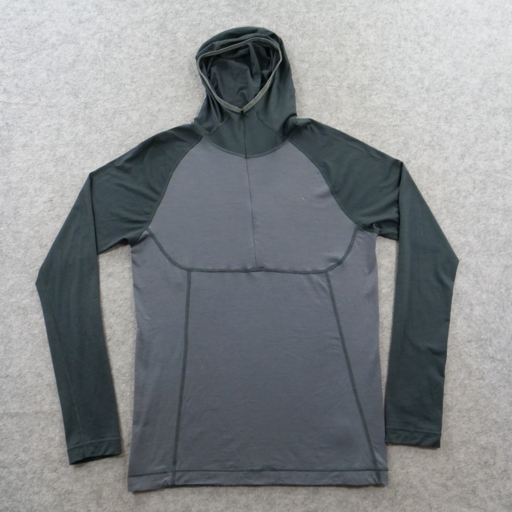 Outdoor Research Hoodie Mens Medium Gray Merino Wool Long Sleeve Active Baselaye